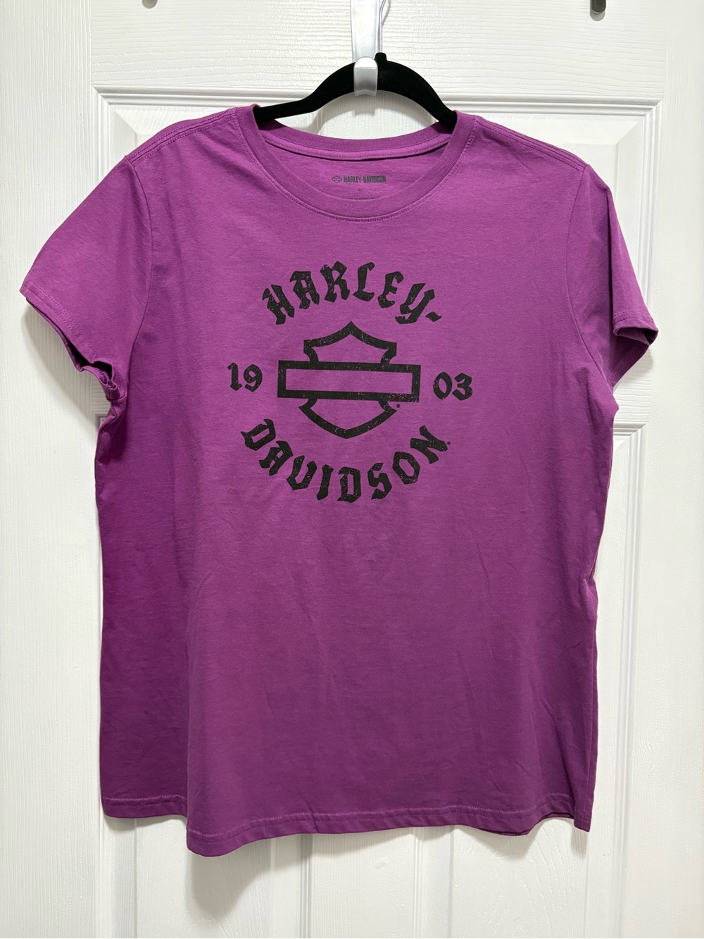 Harley-Davidson Women’s Purple Logo T-Shirt XL Black Graphic